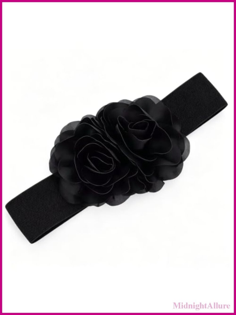 Women's Elastic Waist Belt Floral Decor Stretch Band for Dress Coat S/M